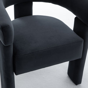SEYNAR Modern Velvet Accent Chair, Upholstered Barrel Armchair with Curved Back and Thickened Padded Seat,Single chair or Set of 2/4/6
