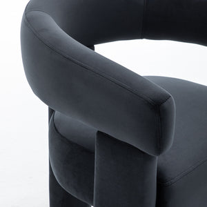 SEYNAR Modern Velvet Accent Chair, Upholstered Barrel Armchair with Curved Back and Thickened Padded Seat,Single chair or Set of 2/4/6
