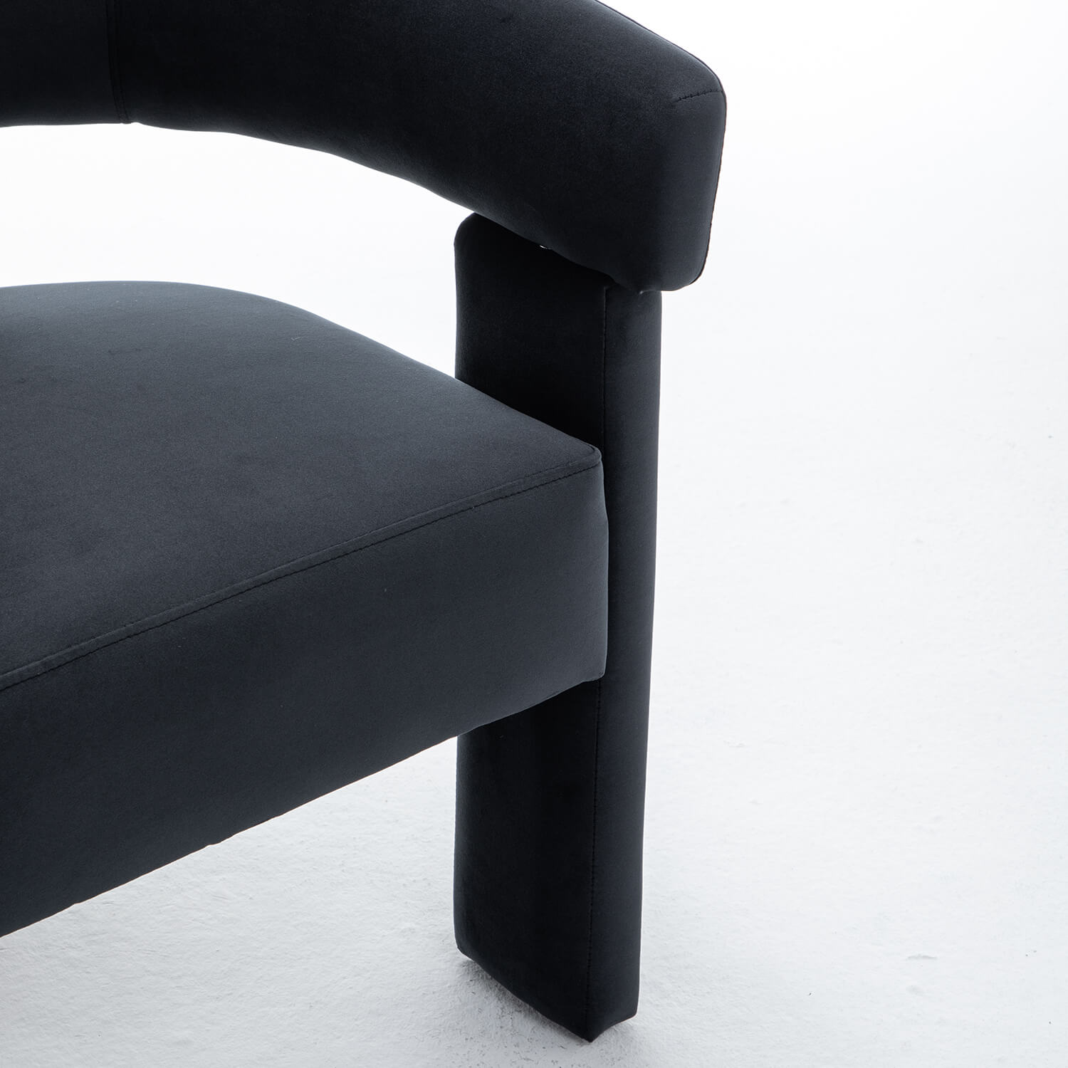 SEYNAR Modern Velvet Accent Chair, Upholstered Barrel Armchair with Curved Back and Thickened Padded Seat,Single chair or Set of 2/4/6
