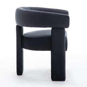 SEYNAR Modern Velvet Accent Chair, Upholstered Barrel Armchair with Curved Back and Thickened Padded Seat,Single chair or Set of 2/4/6