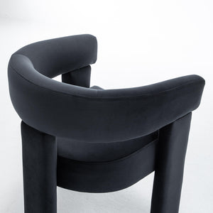 SEYNAR Modern Velvet Accent Chair, Upholstered Barrel Armchair with Curved Back and Thickened Padded Seat,Single chair or Set of 2/4/6