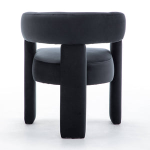 SEYNAR Modern Velvet Accent Chair, Upholstered Barrel Armchair with Curved Back and Thickened Padded Seat,Single chair or Set of 2/4/6