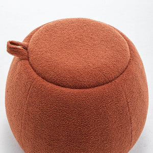 SEYNAR 25" Faux Sherling Round Storage Ottoman - Large Cozy Bouclé Footrest Stool