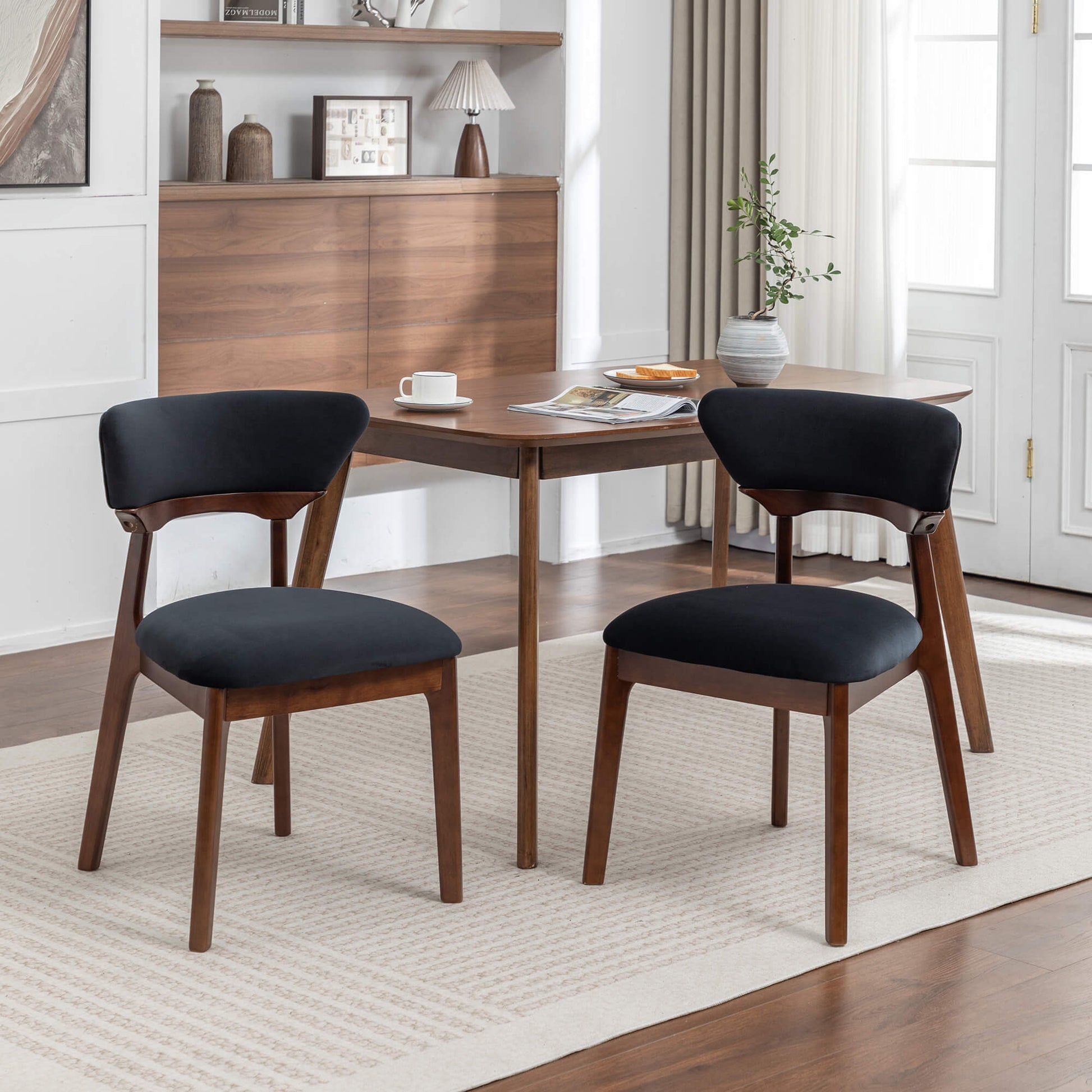 SEYNAR Modern Velvet Dining Chairs with Solid Wood Legs Set of 2/4/6