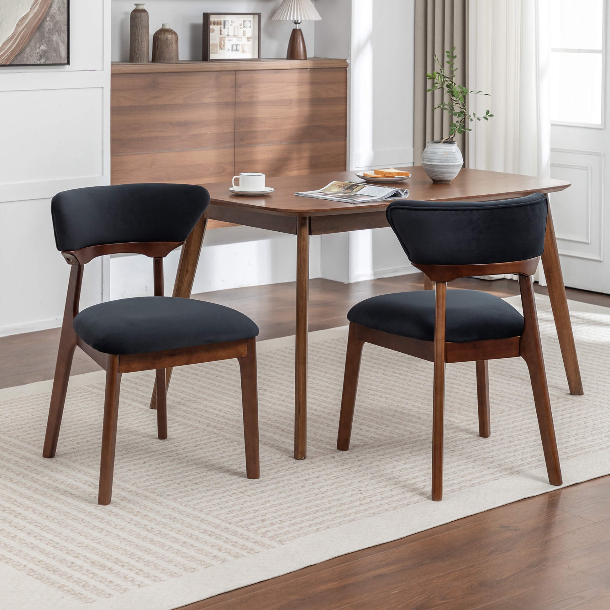 SEYNAR Modern Velvet Dining Chairs with Solid Wood Legs Set of 2/4/6