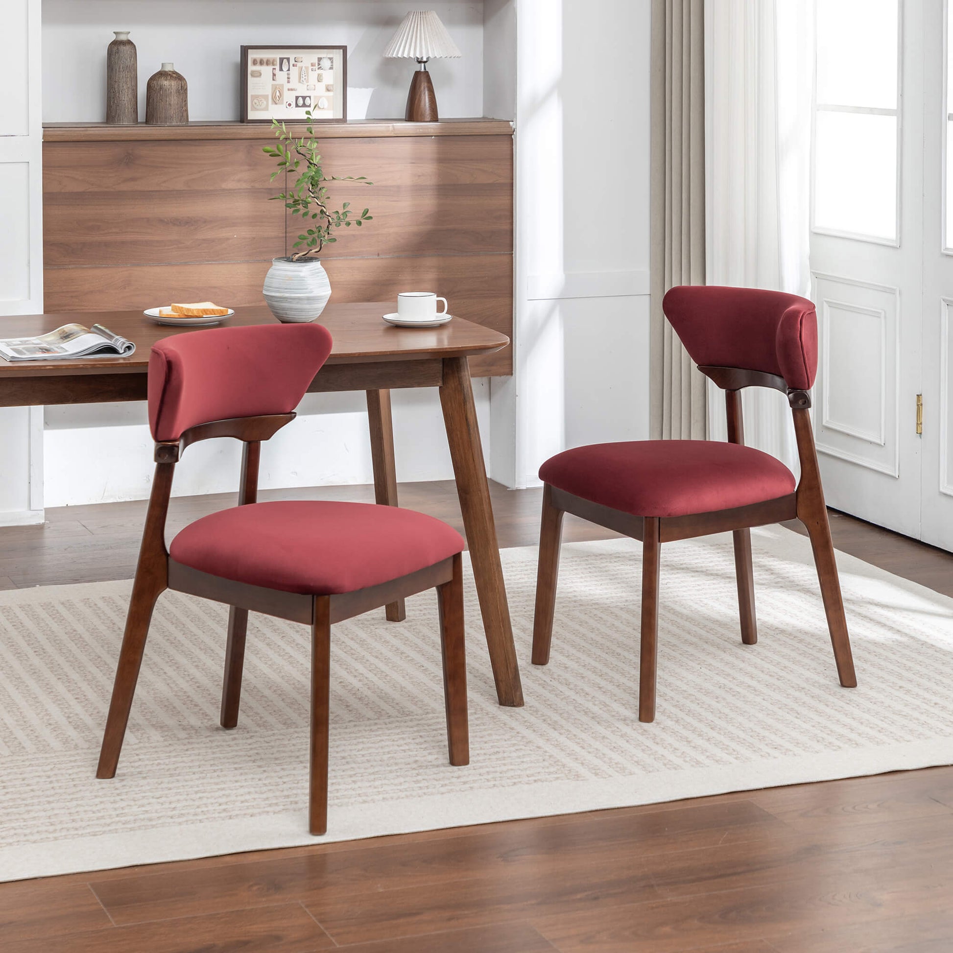 SEYNAR Modern Velvet Dining Chairs with Solid Wood Legs Set of 2/4/6