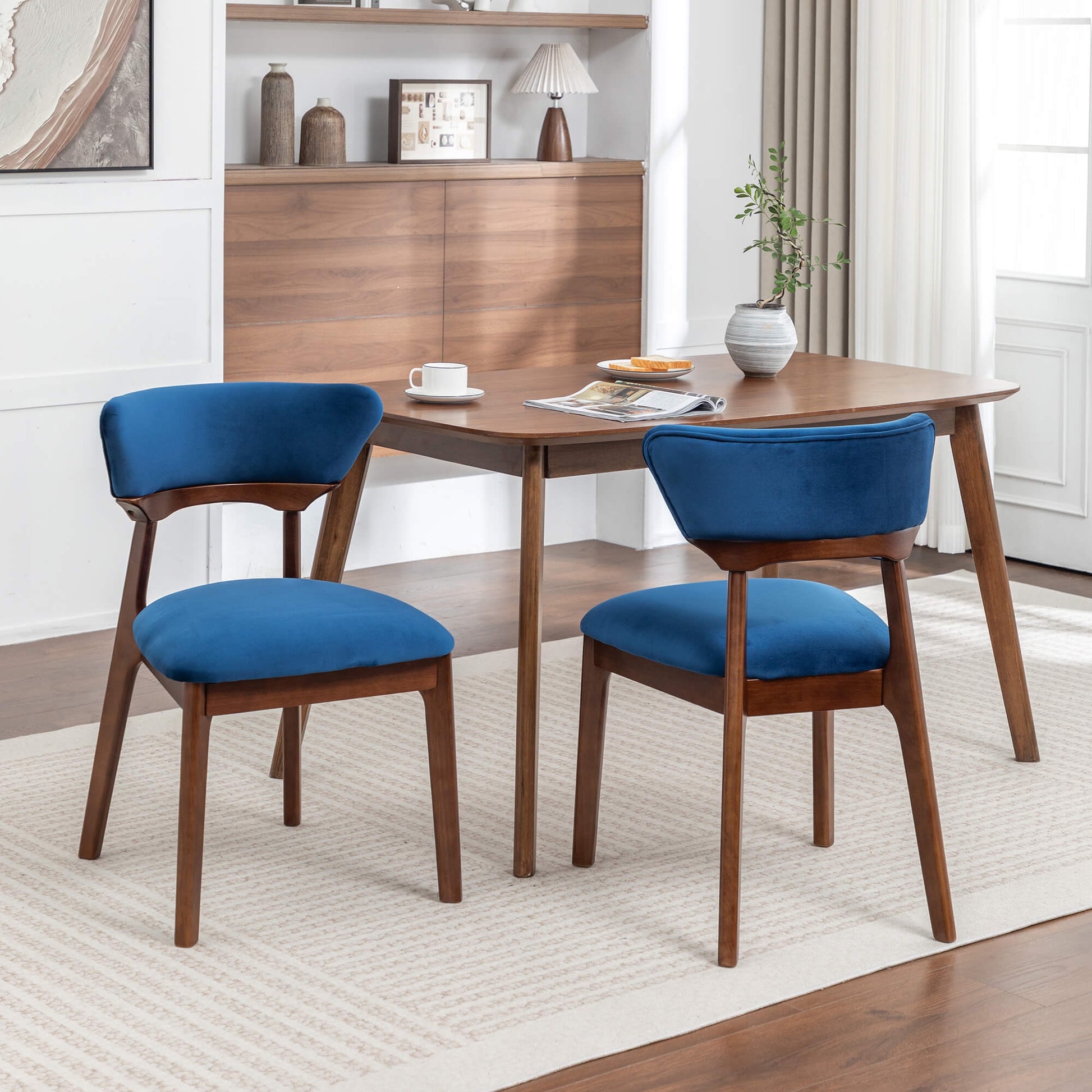 SEYNAR Modern Velvet Dining Chairs with Solid Wood Legs Set of 2/4/6