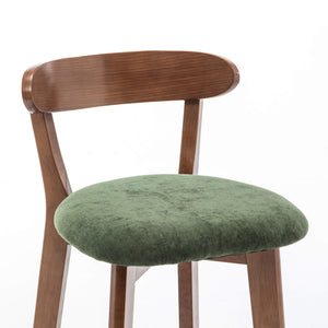 SEYNAR Modern 34.2" Bar Stools Set of 2/4, Solid Wood Barstools with Chenille Cushions & Round Footrest