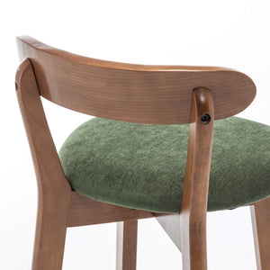 SEYNAR Modern 34.2" Bar Stools Set of 2/4, Solid Wood Barstools with Chenille Cushions & Round Footrest