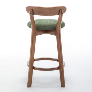 SEYNAR Modern 34.2" Bar Stools Set of 2/4, Solid Wood Barstools with Chenille Cushions & Round Footrest