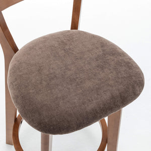 SEYNAR Modern 34.2" Bar Stools Set of 2/4, Solid Wood Barstools with Chenille Cushions & Round Footrest