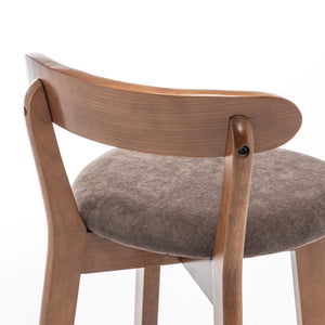 SEYNAR Modern 34.2" Bar Stools Set of 2/4, Solid Wood Barstools with Chenille Cushions & Round Footrest