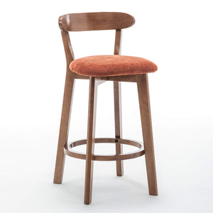 SEYNAR Modern 34.2" Bar Stools Set of 2/4, Solid Wood Barstools with Chenille Cushions & Round Footrest