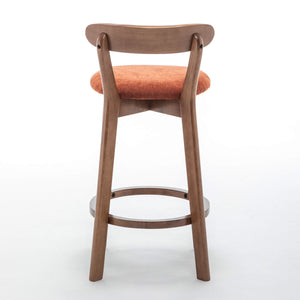 SEYNAR Modern 34.2" Bar Stools Set of 2/4, Solid Wood Barstools with Chenille Cushions & Round Footrest