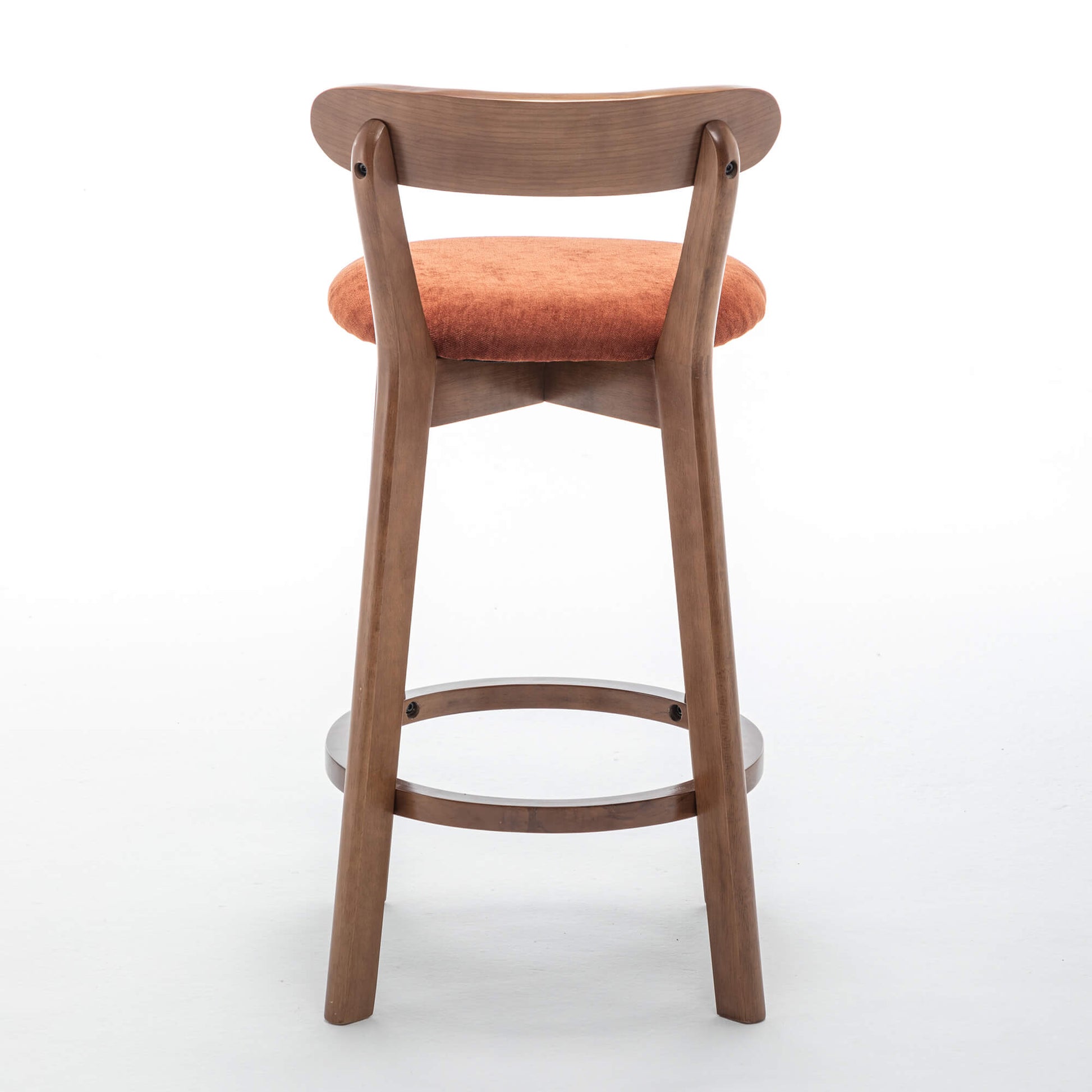 SEYNAR Modern 34.2" Bar Stools Set of 2/4, Solid Wood Barstools with Chenille Cushions & Round Footrest