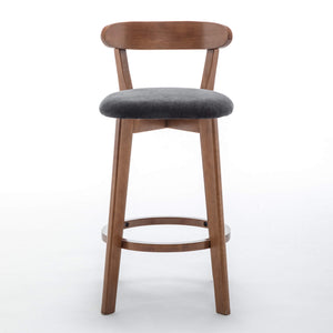 SEYNAR Modern 34.2" Bar Stools Set of 2/4, Solid Wood Barstools with Chenille Cushions & Round Footrest