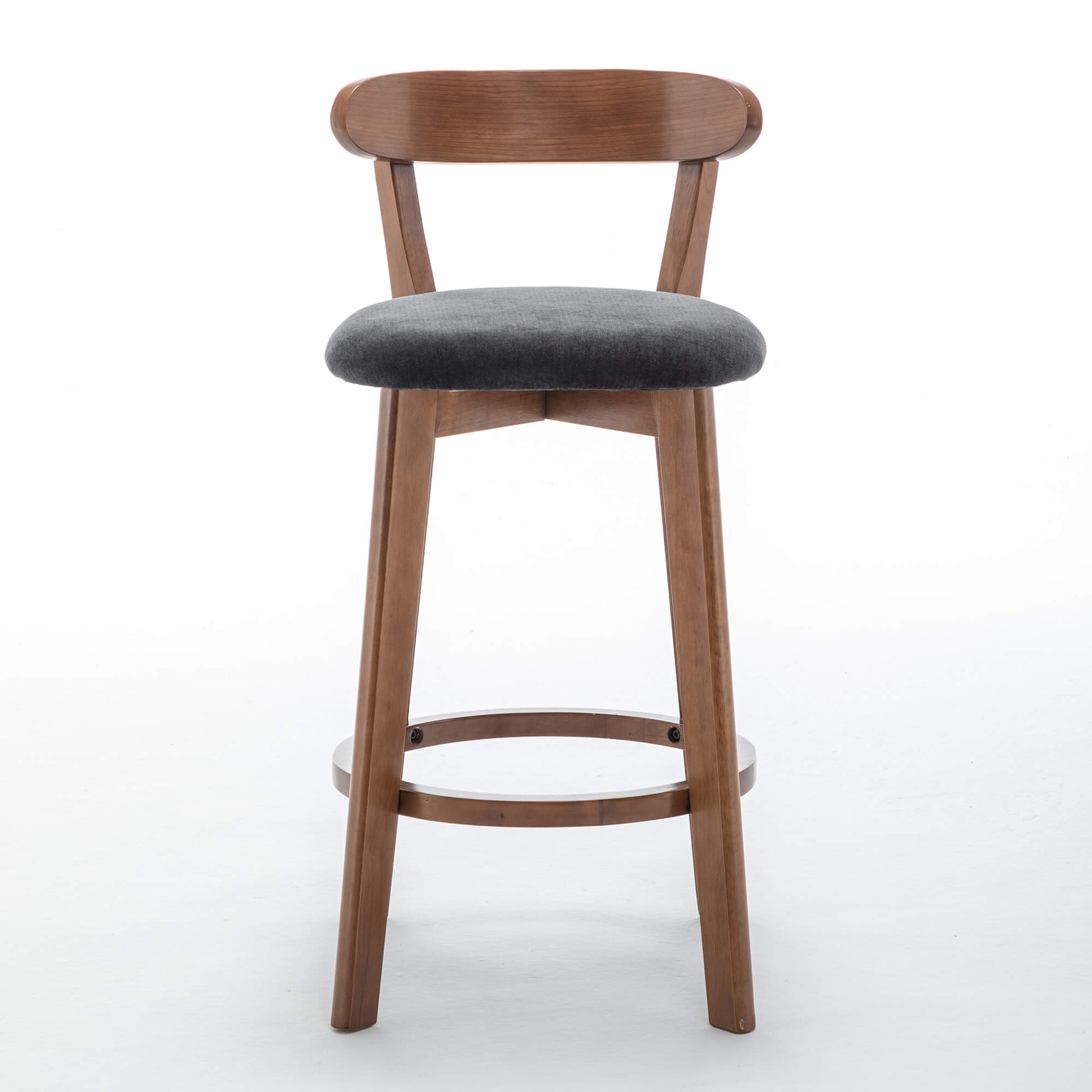 SEYNAR Modern 34.2" Bar Stools Set of 2/4, Solid Wood Barstools with Chenille Cushions & Round Footrest
