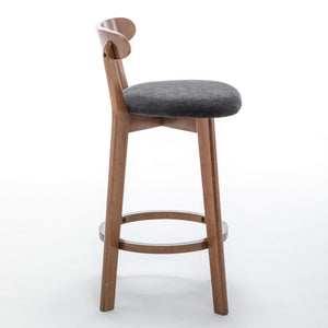 SEYNAR Modern 34.2" Bar Stools Set of 2/4, Solid Wood Barstools with Chenille Cushions & Round Footrest