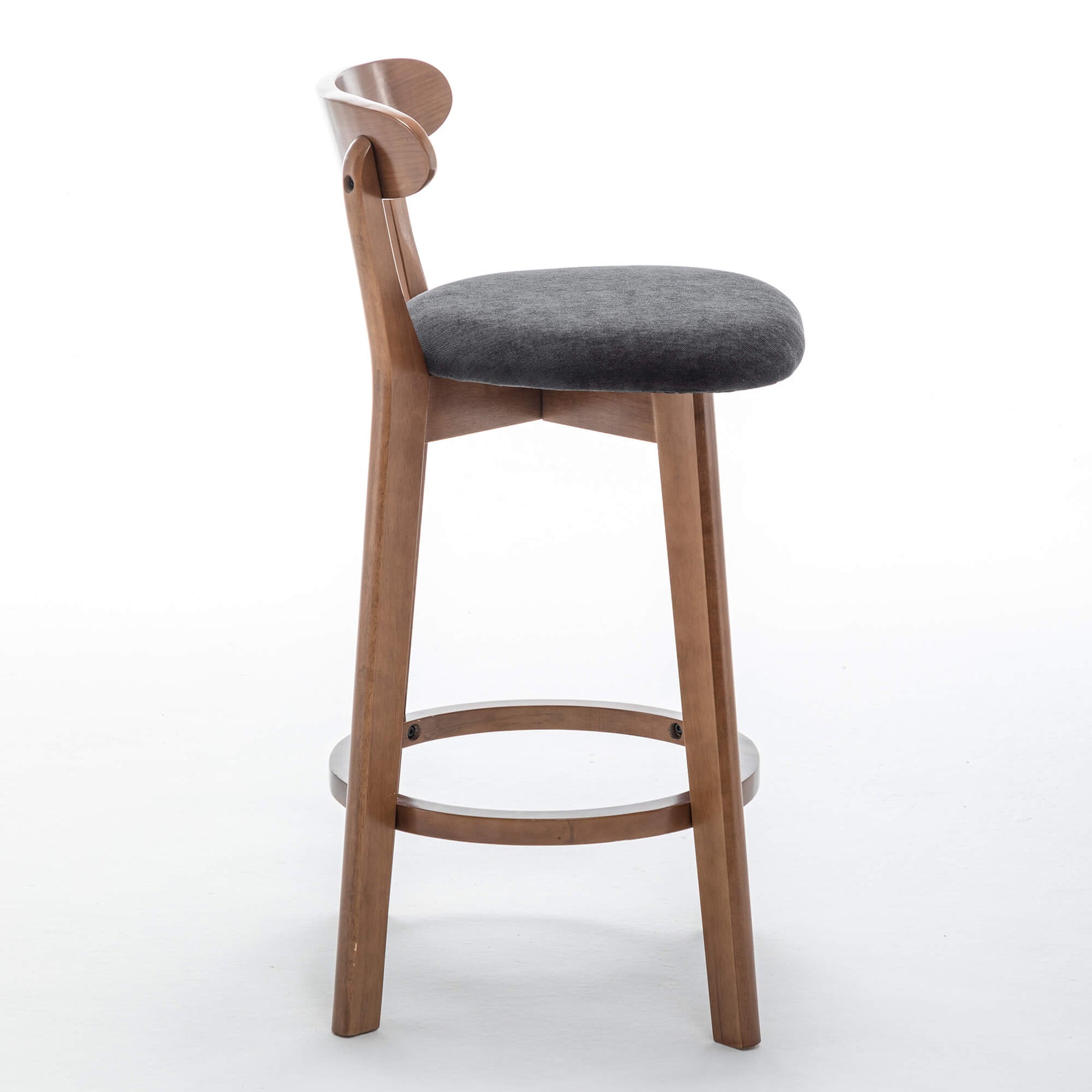 SEYNAR Modern 34.2" Bar Stools Set of 2/4, Solid Wood Barstools with Chenille Cushions & Round Footrest