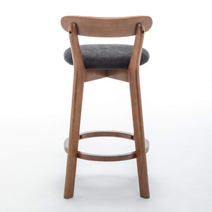 SEYNAR Modern 34.2" Bar Stools Set of 2/4, Solid Wood Barstools with Chenille Cushions & Round Footrest