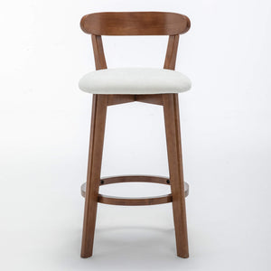 SEYNAR Modern 34.2" Bar Stools Set of 2/4, Solid Wood Barstools with Chenille Cushions & Round Footrest
