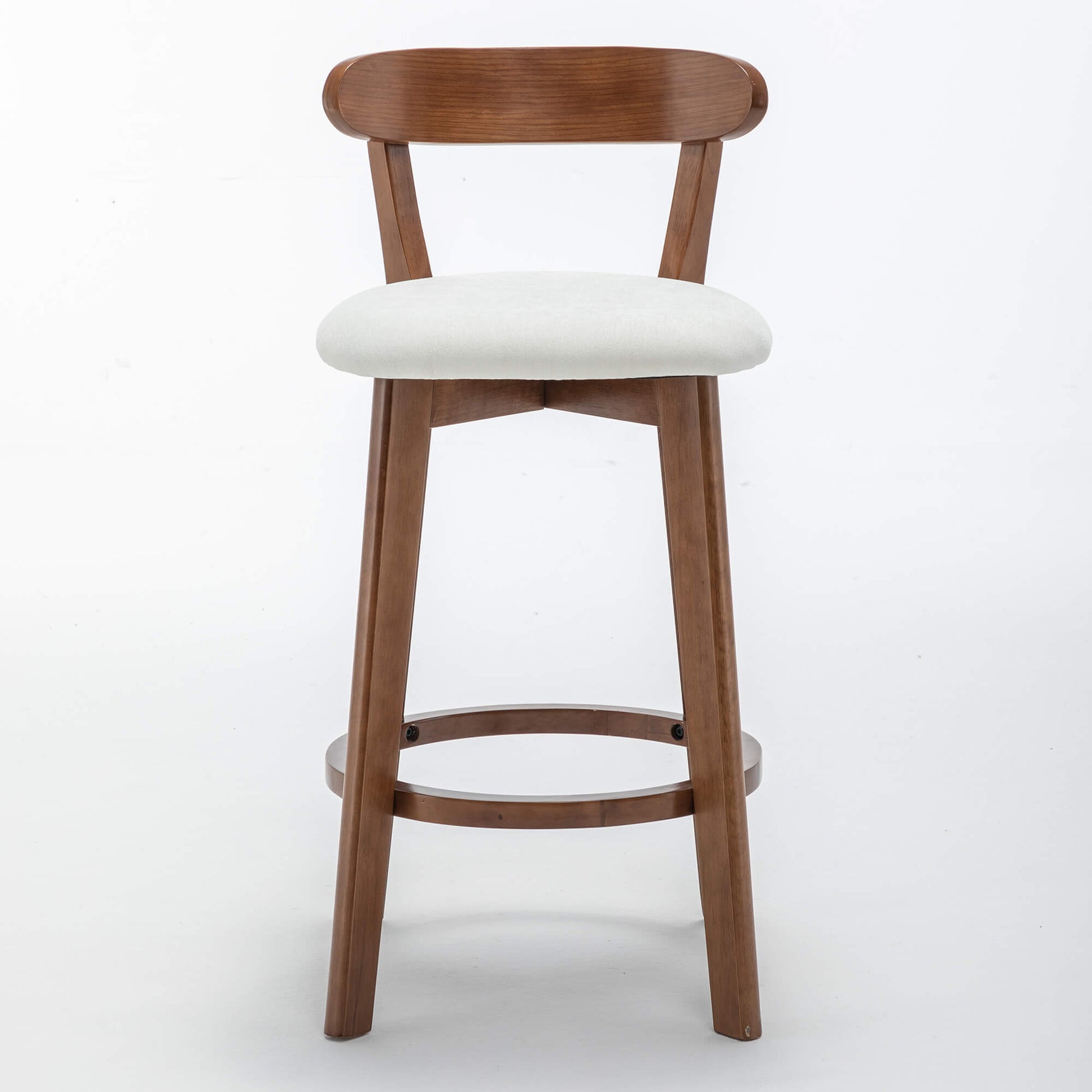 SEYNAR Modern 34.2" Bar Stools Set of 2/4, Solid Wood Barstools with Chenille Cushions & Round Footrest