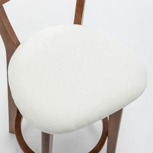 SEYNAR Modern 34.2" Bar Stools Set of 2/4, Solid Wood Barstools with Chenille Cushions & Round Footrest