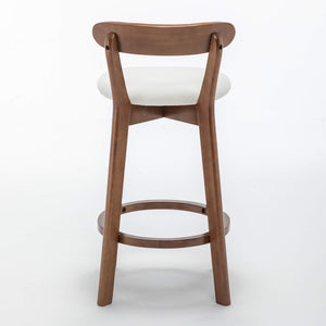 SEYNAR Modern 34.2" Bar Stools Set of 2/4, Solid Wood Barstools with Chenille Cushions & Round Footrest