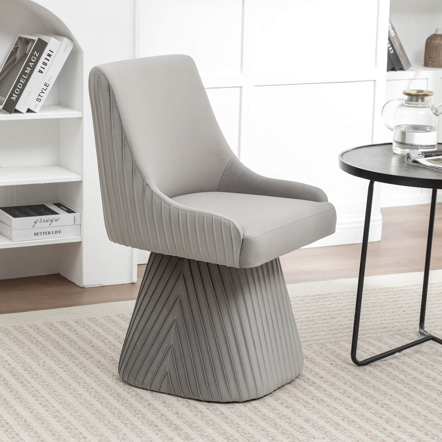 SEYNAR Modern Velvet 360 Degree Swivel Armless Dining chair(Single/Set of 2/4/6)