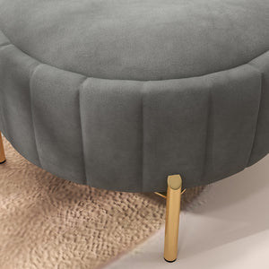 SEYNAR Modern Velvet Round Storage Ottoman with Gold Legs