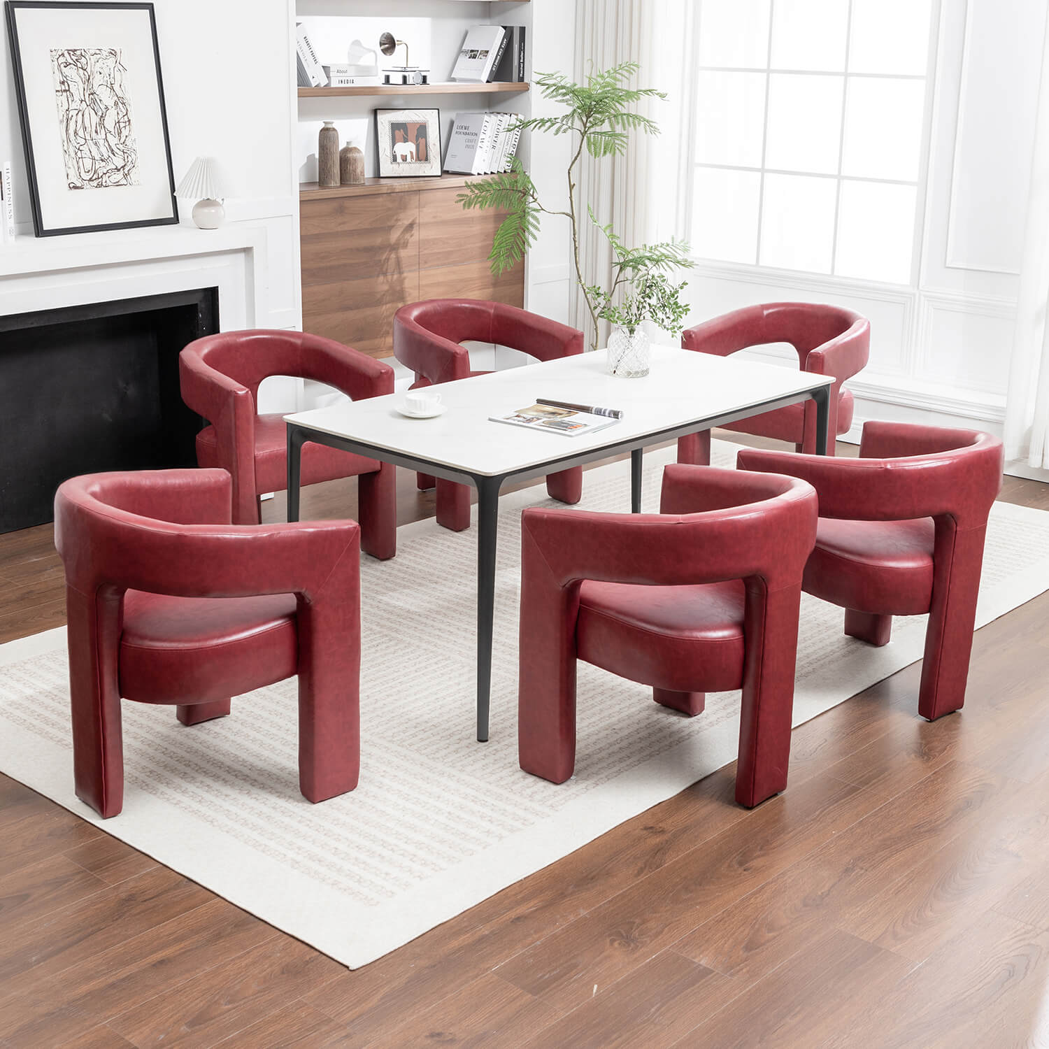 SEYNAR Modern Glam PU Leather Upholstered Dining Chair