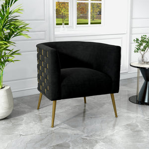 SEYNAR Mid-Century Modern Velvet Barrel Accent Chair, Round Upholstered Living Room Chair with Gold Finish Metal Base(Single/Set of 2)