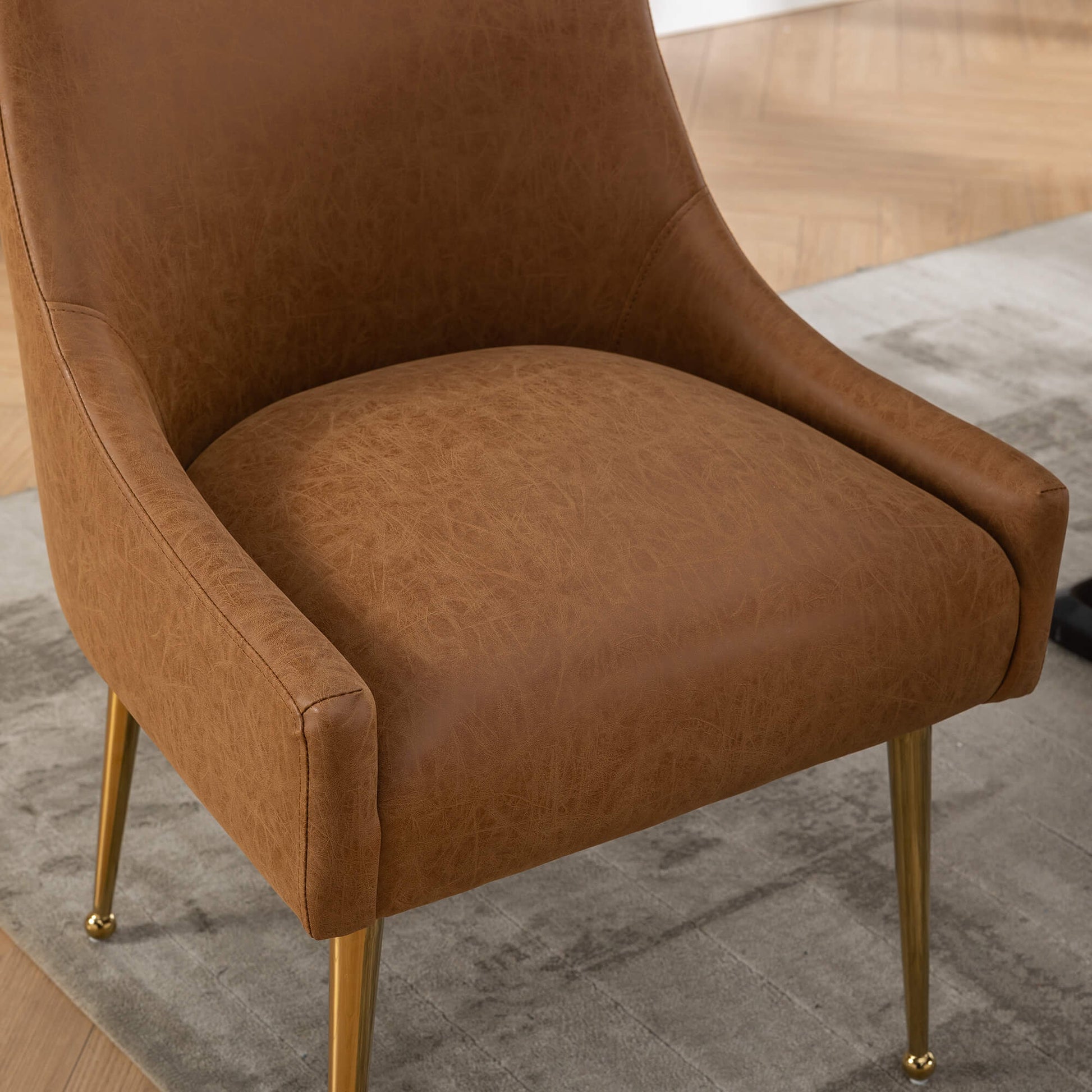 SEYNAR Modern Glam PU Leather Dining Chair or Vanity Chair Set of 2/4/6 with Rear Handle