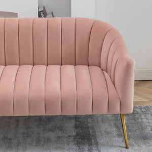 SEYNAR Modern Glam Comfy 50" Metal Legs Curved Sofa 2 Seaters Loveseat with Tufted Back