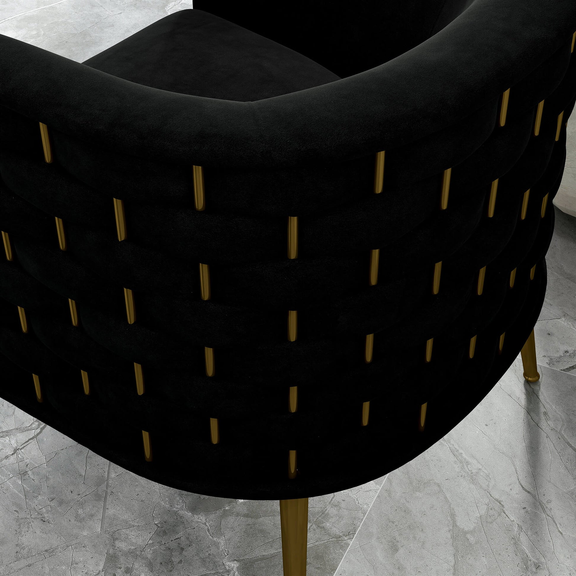 SEYNAR Mid-Century Modern Velvet Barrel Accent Chair, Round Upholstered Living Room Chair with Gold Finish Metal Base(Single/Set of 2)
