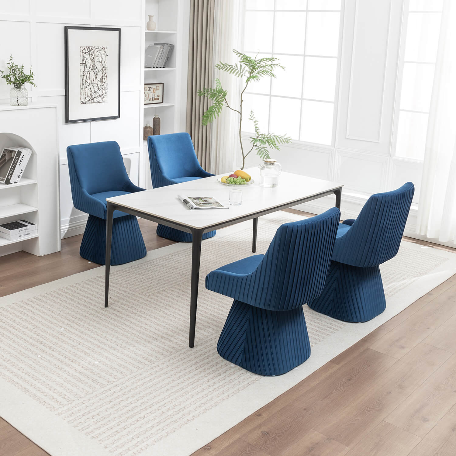 SEYNAR Modern Velvet 360 Degree Swivel Armless Dining chair(Single/Set of 2/4/6)