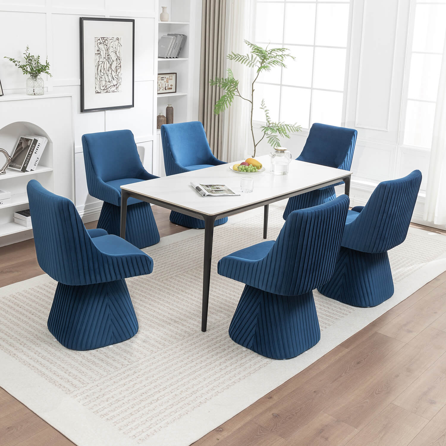 SEYNAR Modern Velvet 360 Degree Swivel Armless Dining chair(Single/Set of 2/4/6)