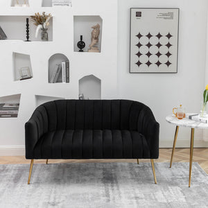 SEYNAR Modern Glam Comfy 50" Metal Legs Curved Sofa 2 Seaters Loveseat with Tufted Back