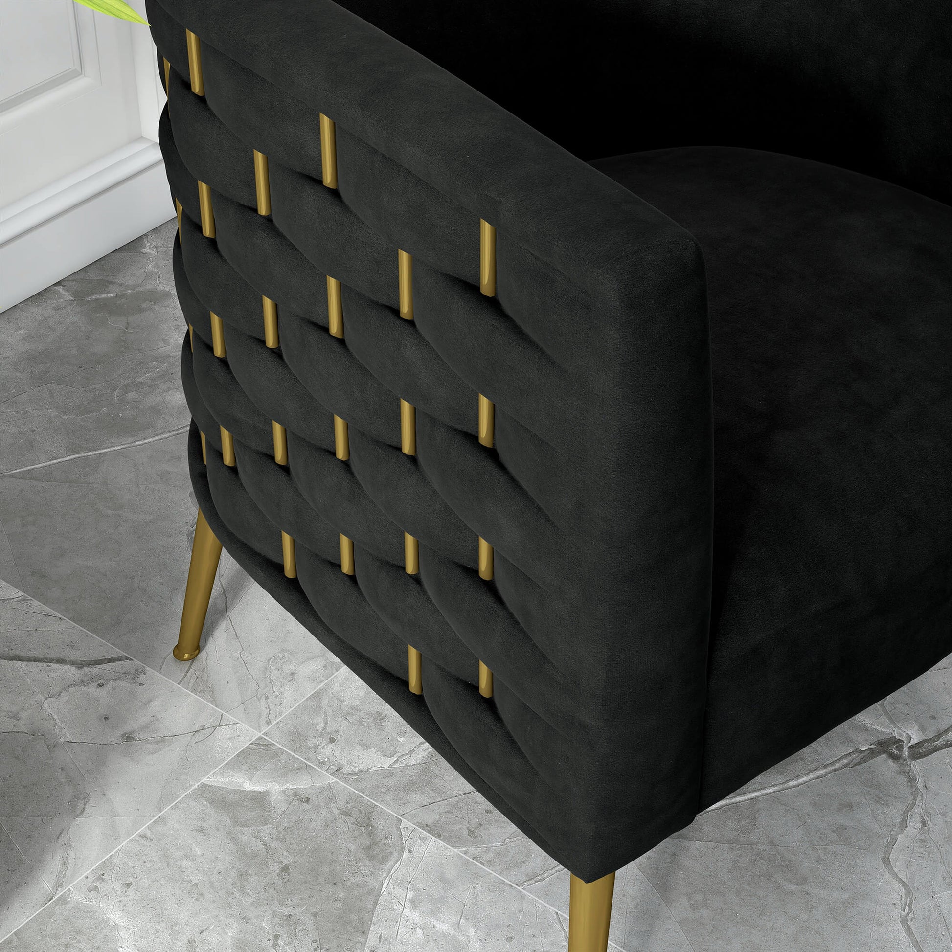 SEYNAR Mid-Century Modern Velvet Barrel Accent Chair, Round Upholstered Living Room Chair with Gold Finish Metal Base(Single/Set of 2)