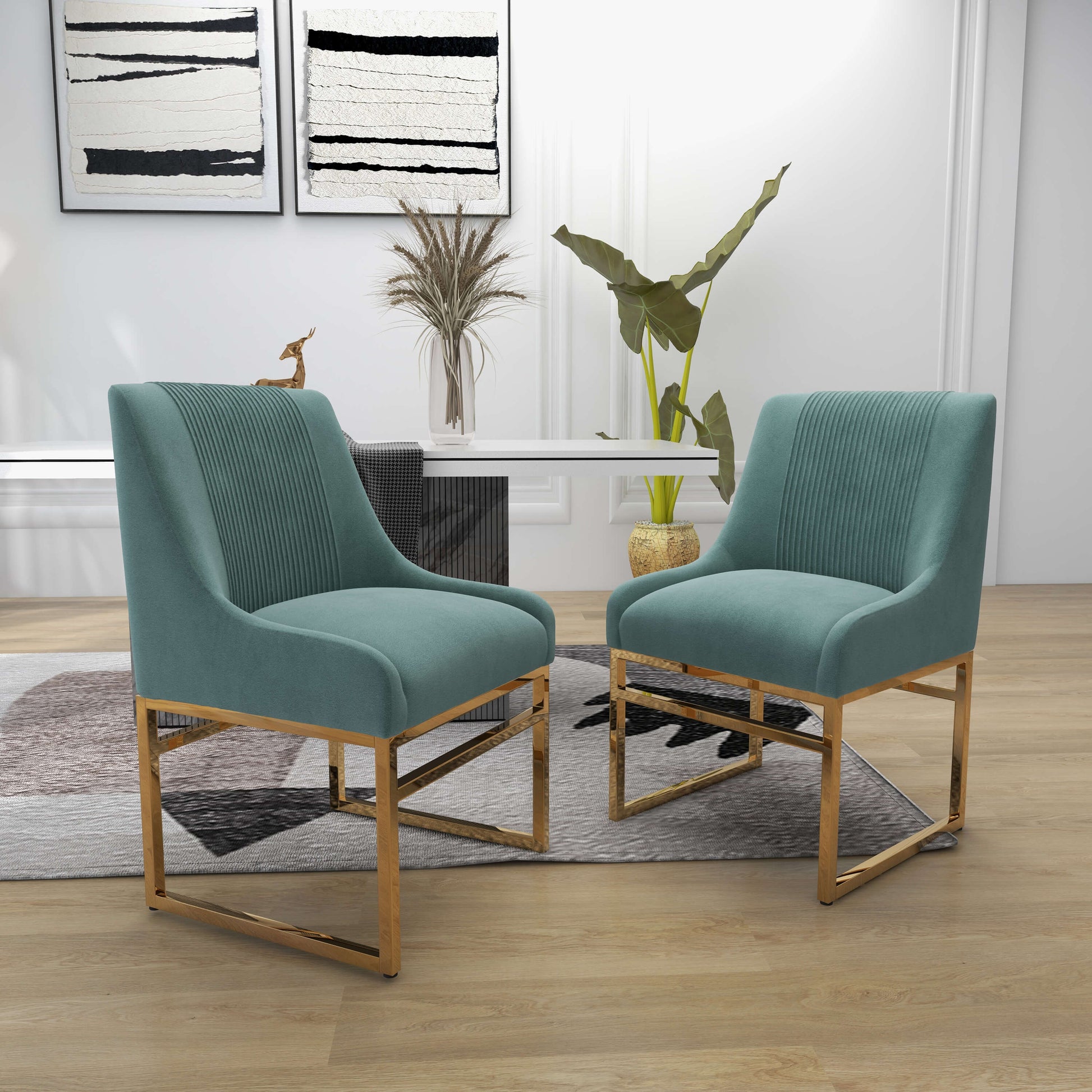 SEYNAR Contempoary Velvet Dining Chair with Metal Frame Legs, set of 2/4/6/8