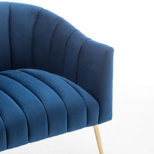 SEYNAR Modern Velvet Accent Chair,Round Upholstered Barrel Chair for Living Room