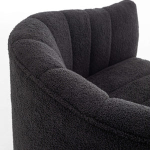 SEYNAR Modern Glam Teddy Fabric Upholstered Round Swivel Accent Barrel Chair(Single/Set of 2)