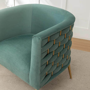 SEYNAR Mid-Century Modern Velvet Barrel Accent Chair, Round Upholstered Living Room Chair with Gold Finish Metal Base(Single/Set of 2)