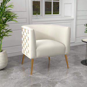 SEYNAR Mid-Century Modern Velvet Barrel Accent Chair, Round Upholstered Living Room Chair with Gold Finish Metal Base(Single/Set of 2)