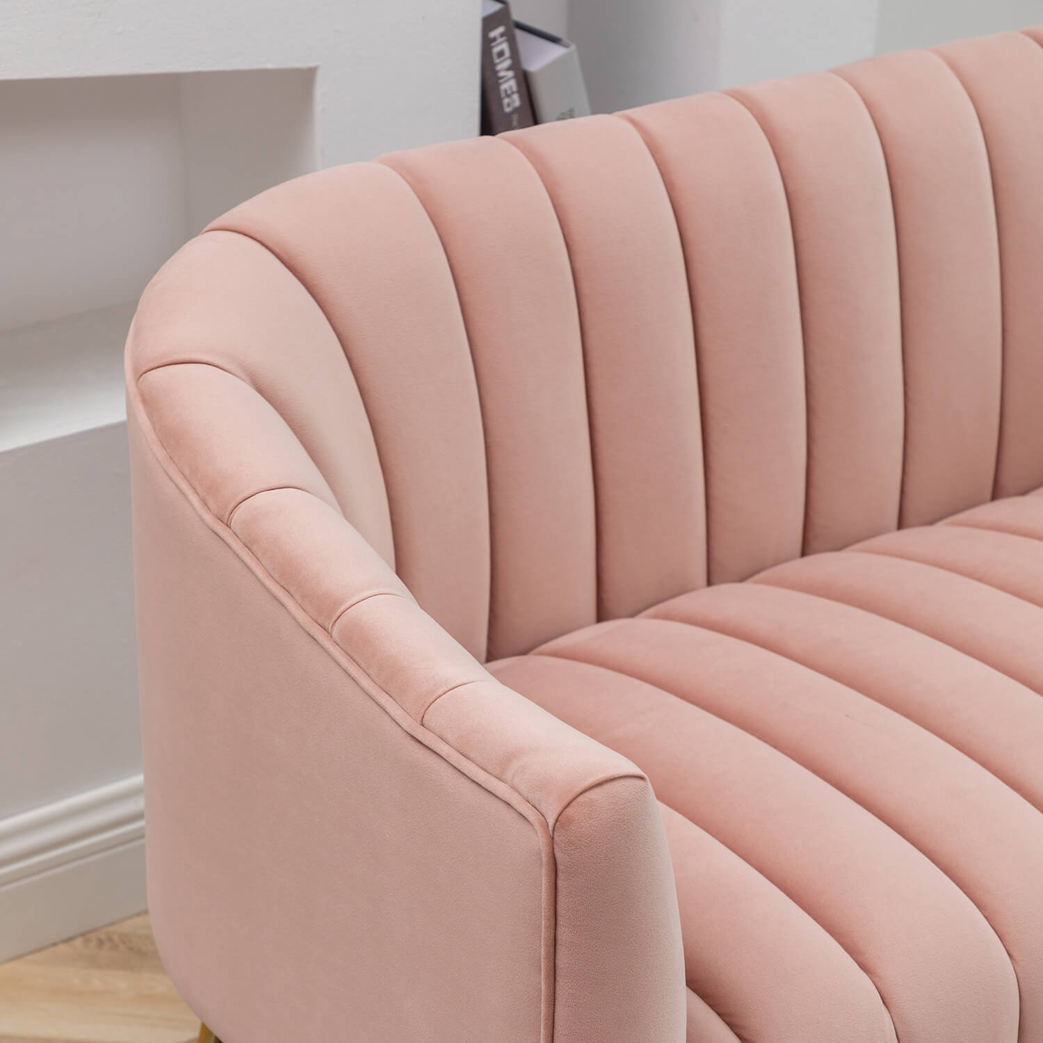 SEYNAR Modern Glam Comfy 50" Metal Legs Curved Sofa 2 Seaters Loveseat with Tufted Back