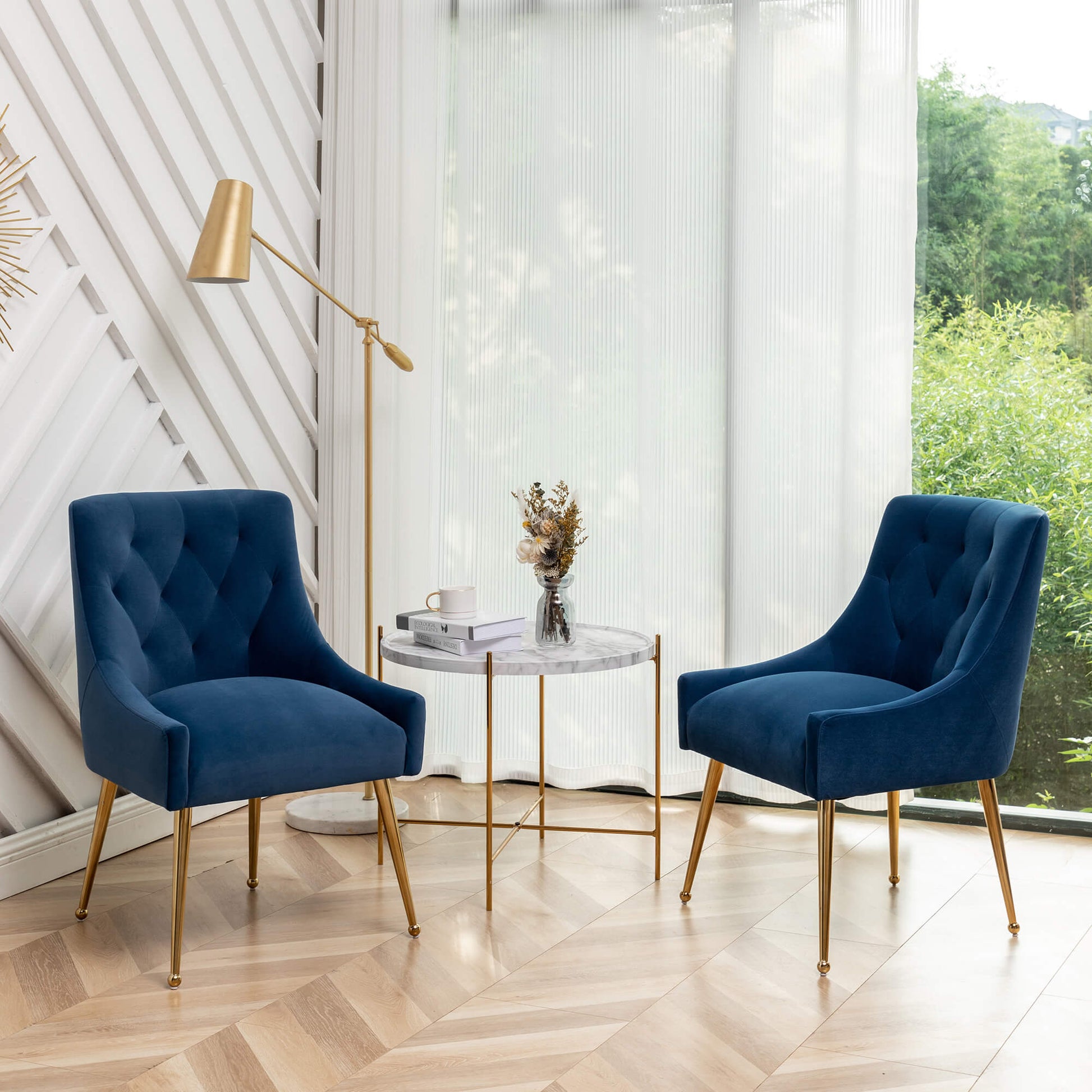 SEYNAR Modern Dining Chairs Set of 2/4/6, Upholstered Accent Chair Tufted Back Armless Chair with Back Pull