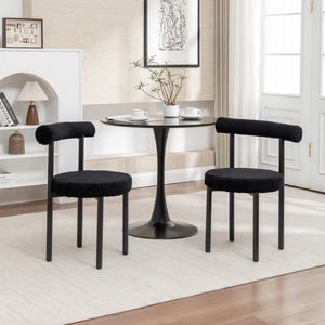SEYNAR Modern Teddy Fabric Dining Chairs Set of 2/4/6, Minimalist Boucle Chairs