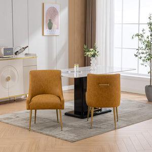 SEYNAR Modern Glam PU Leather Dining Chair or Vanity Chair Set of 2/4/6 with Rear Handle