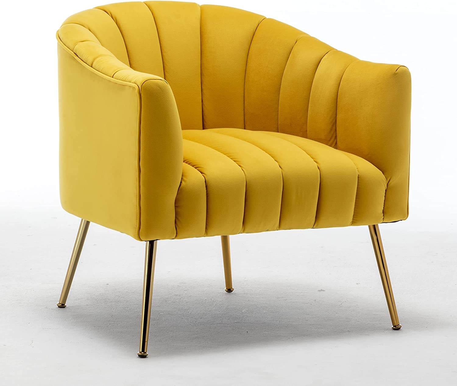 SEYNAR Modern Velvet Accent Chair,Round Upholstered Barrel Chair for Living Room