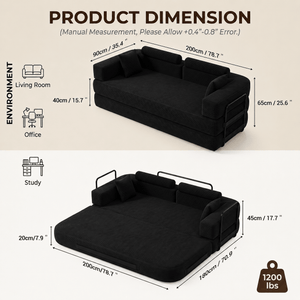 SEYNAR Corduroy Folding Sofa Bed, Memory Foam Compressed Sleeper Couch No Assembly
